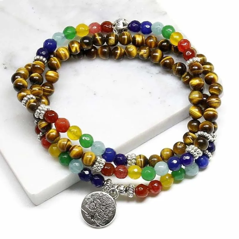 Tree Life Chakra A Tiger Eye Beaded Bracelet