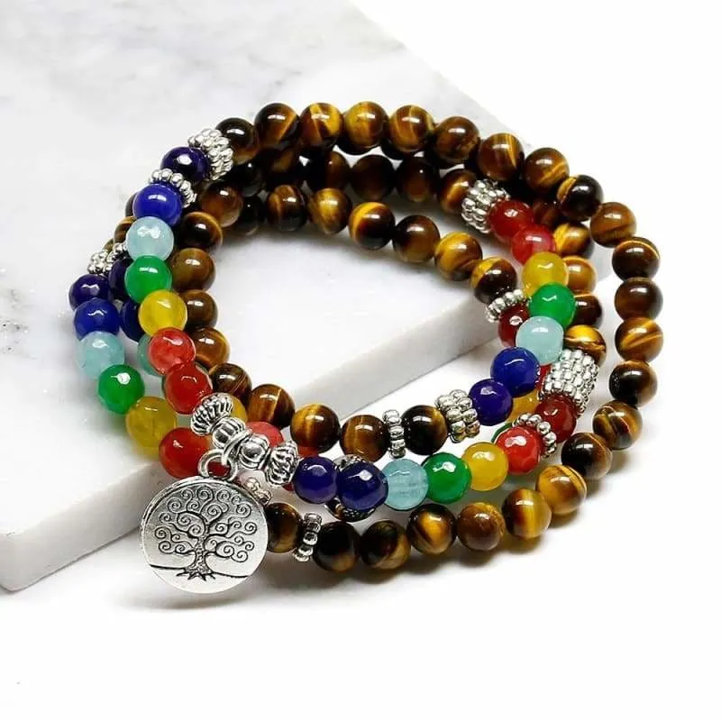 Tree Life Chakra A Tiger Eye Beaded Bracelet