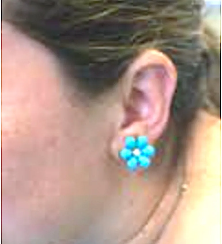 Turquoise Flower Diamonds Cluster Earrings