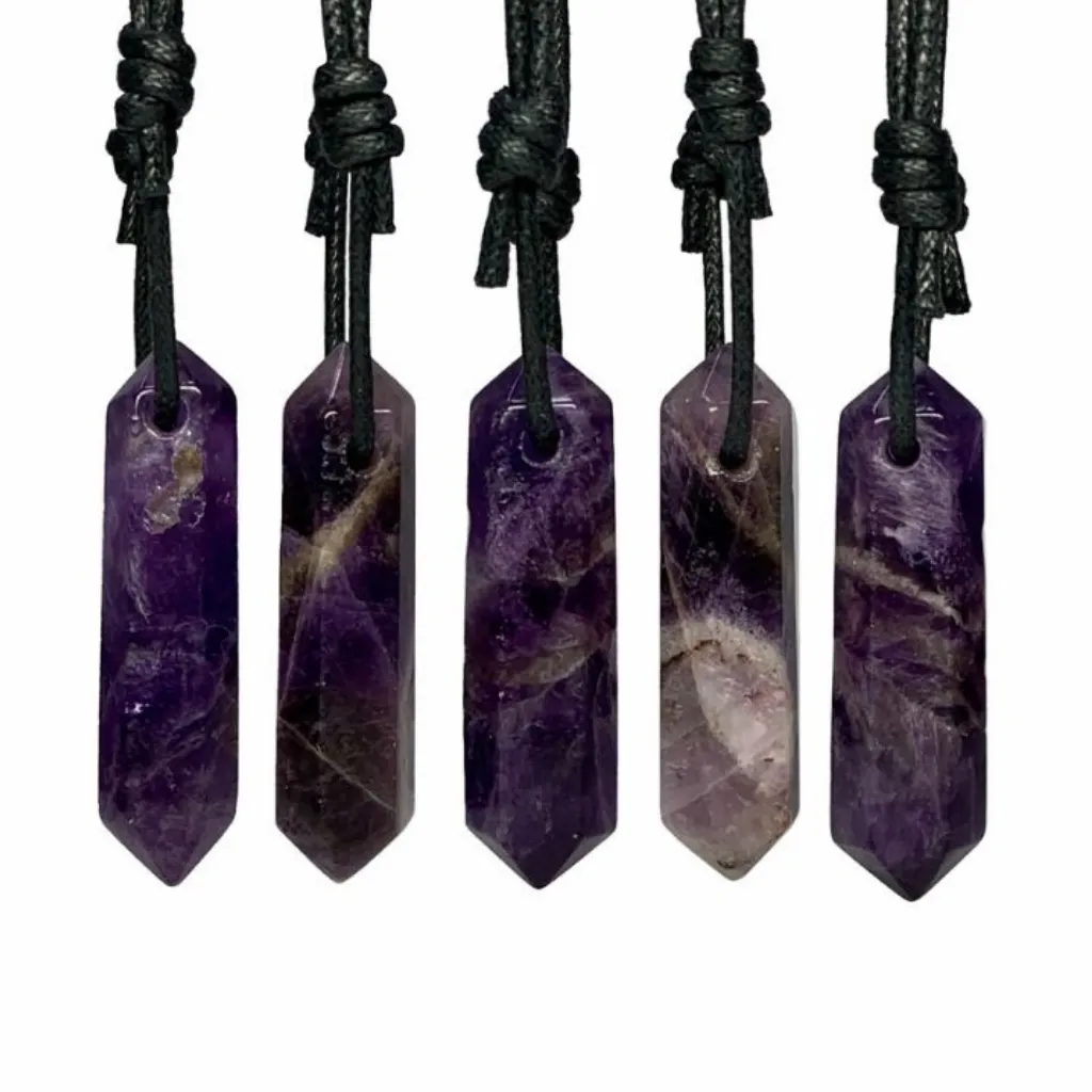 Unisex Natural Amethyst Point Necklace