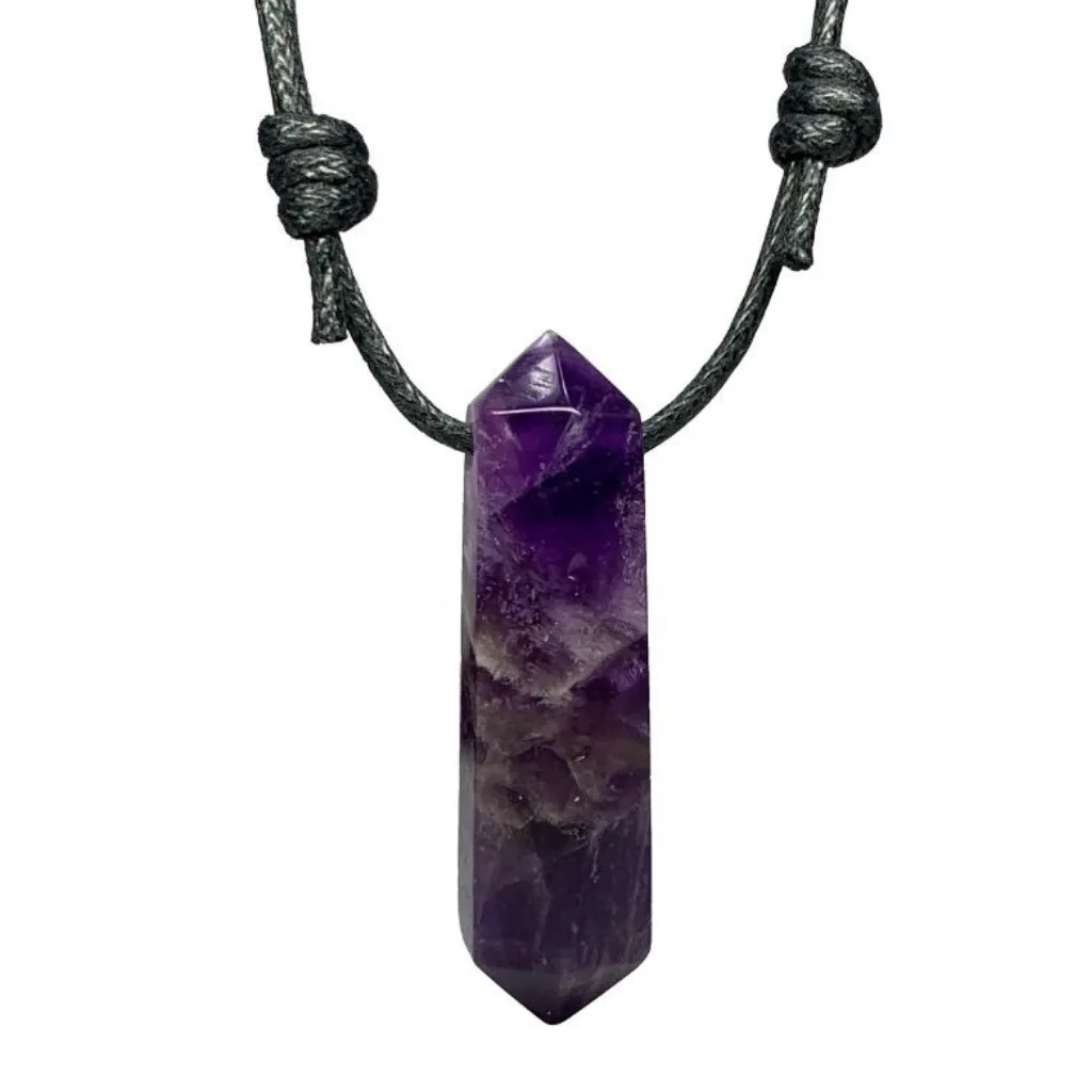 Unisex Natural Amethyst Point Necklace