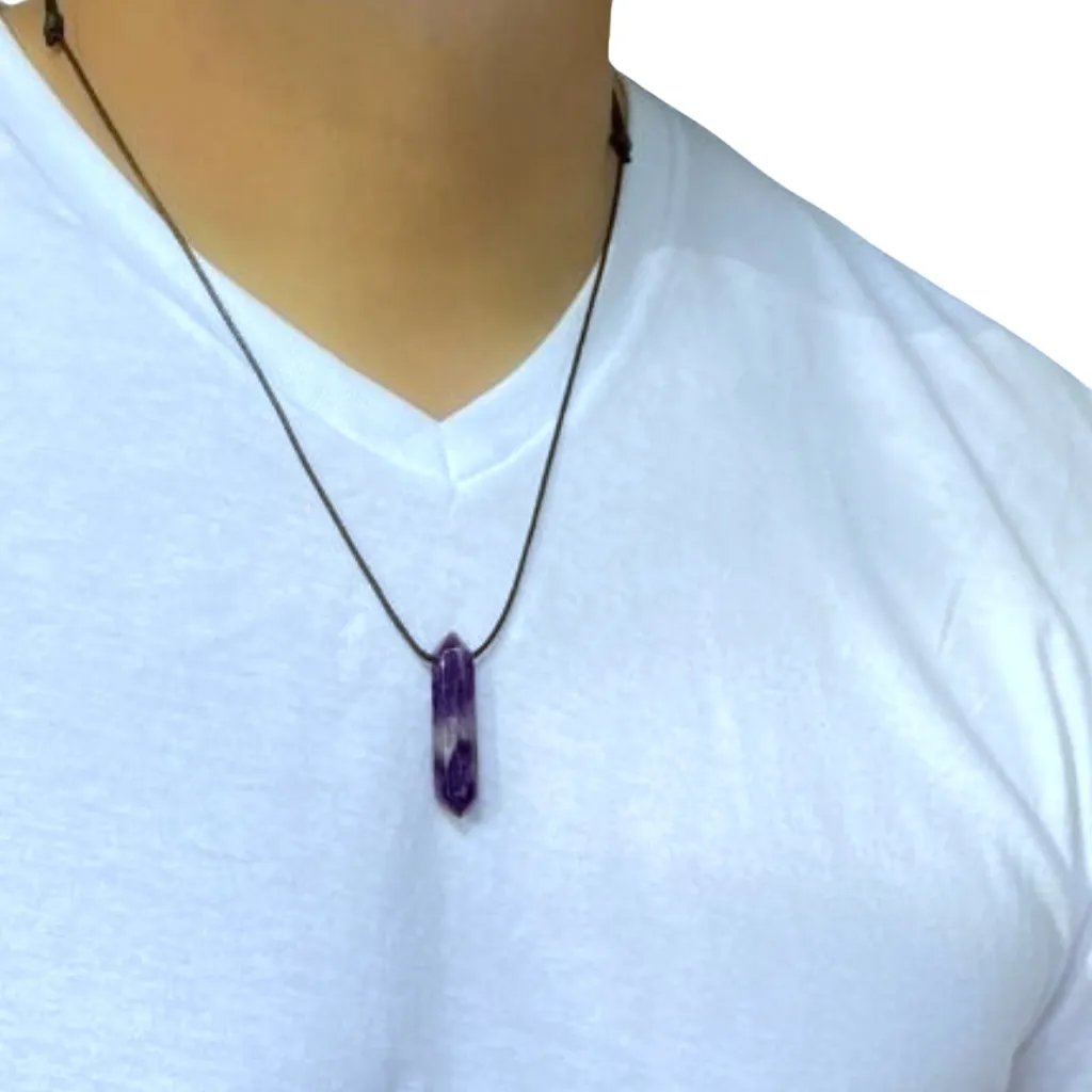 Unisex Natural Amethyst Point Necklace