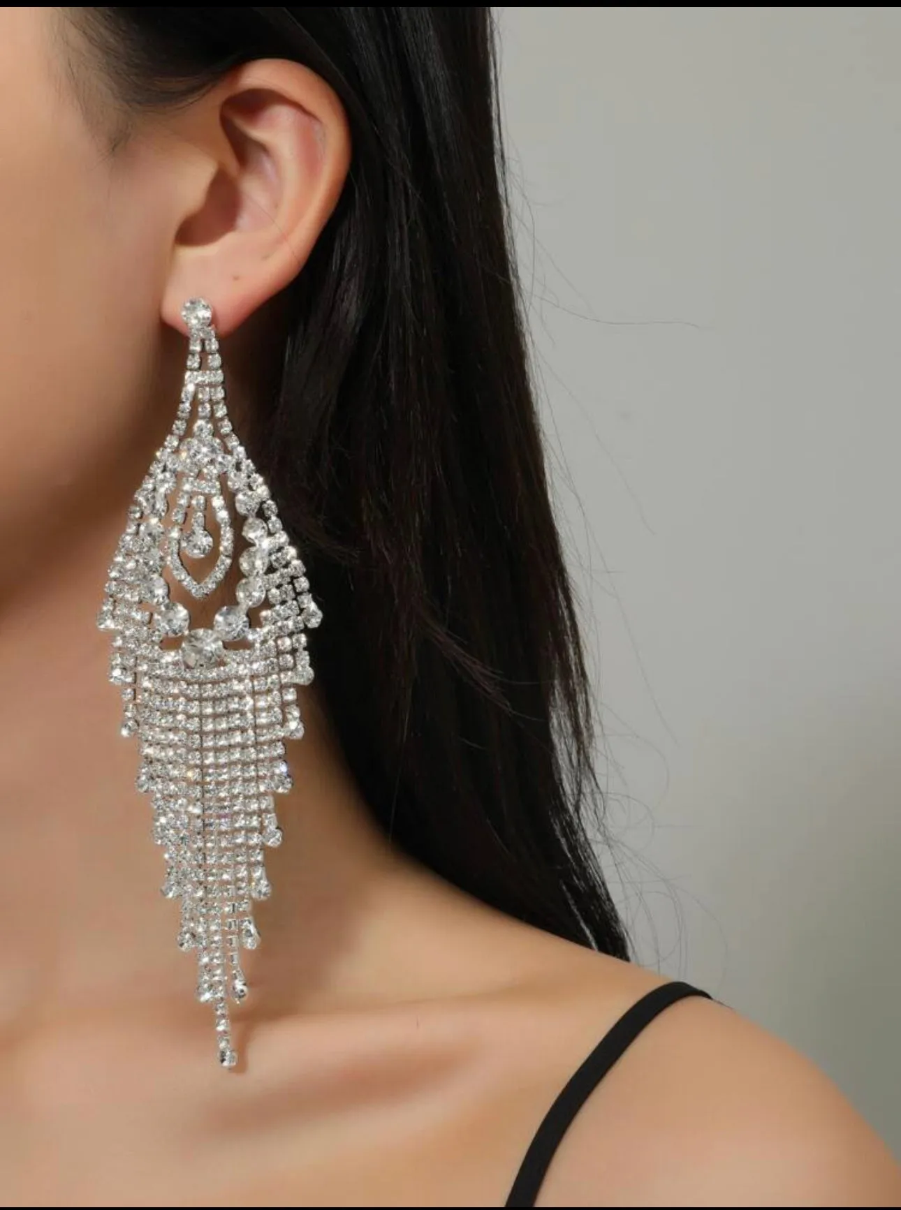 VALENTINA - clear rhinestone chandelier statement earrings