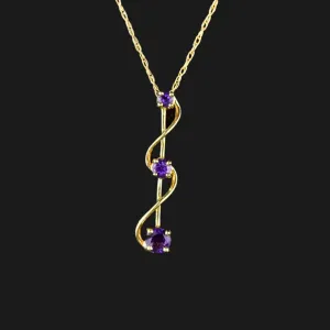 Vintage 10K Gold Amethyst Journey Pendant Necklace