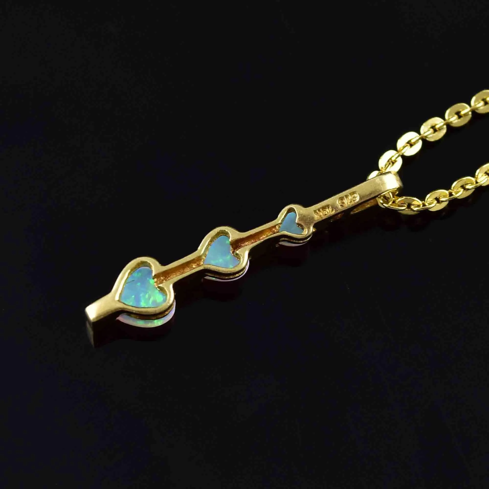 Vintage 10K Gold Diamond Opal Heart Journey Style Necklace