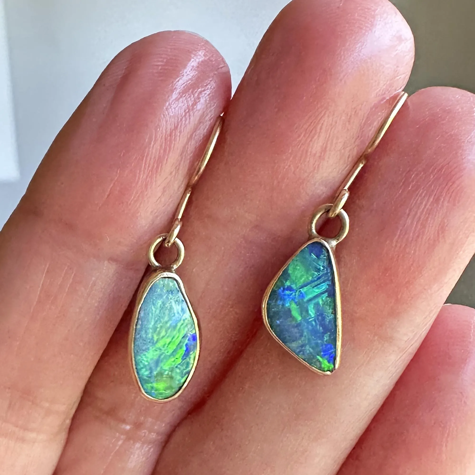 Vintage 14K Gold Australian Boulder Opal Earrings