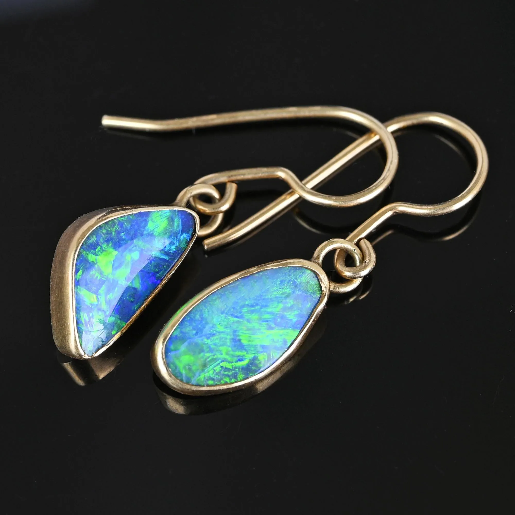 Vintage 14K Gold Australian Boulder Opal Earrings