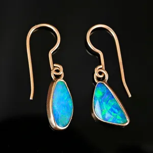 Vintage 14K Gold Australian Boulder Opal Earrings