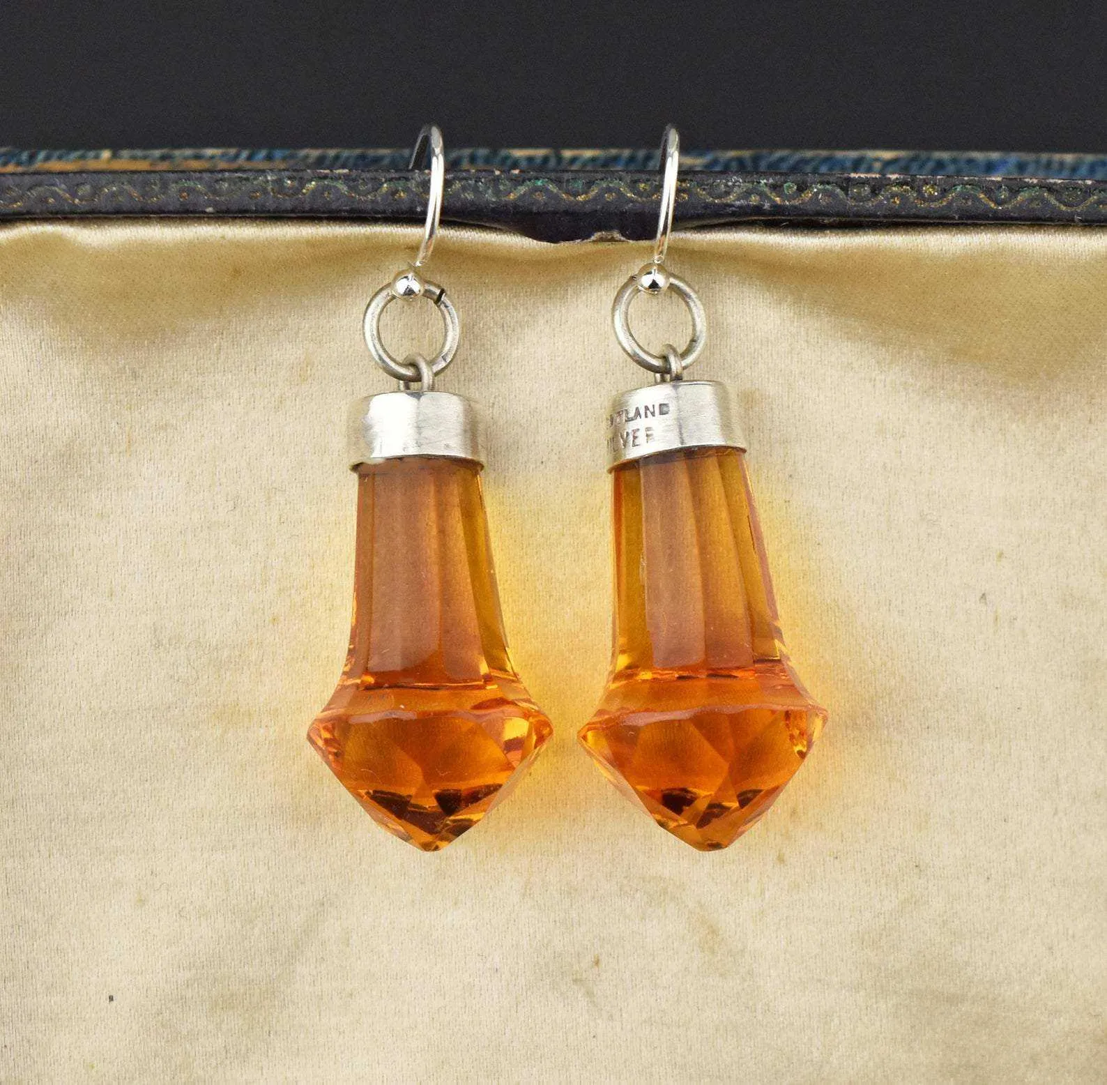 Vintage Scottish Silver Citrine Earrings