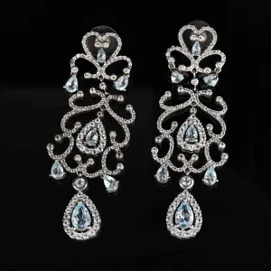 Vintage Silver Blue Topaz Chandelier Earrings