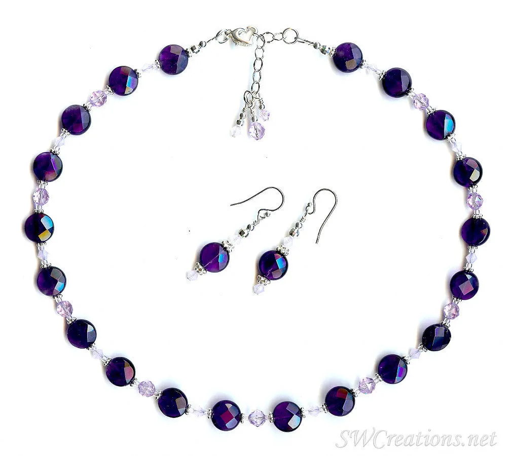 Violetta Amethyst Crystal Violet Opal Necklace Set