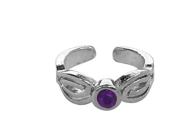 Weave with Stone Toe Ring - Silver