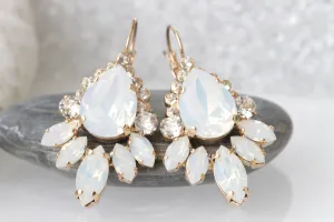 WHITE OPAL Bridal EARRINGS,