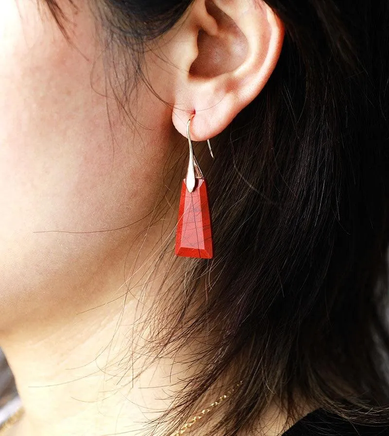 'Wiluray' Red Jasper Earrings - gold