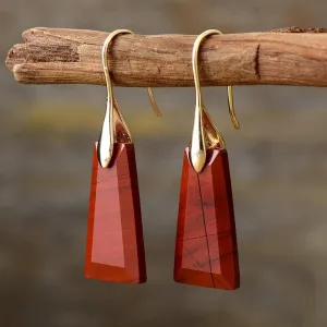 'Wiluray' Red Jasper Earrings - gold