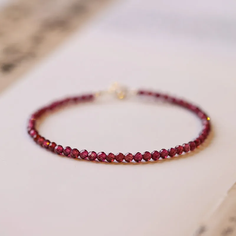 Women's Natural Crystal Garnet Slim Bracelet