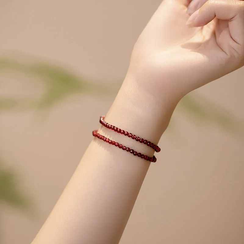 Women's Natural Crystal Garnet Slim Bracelet