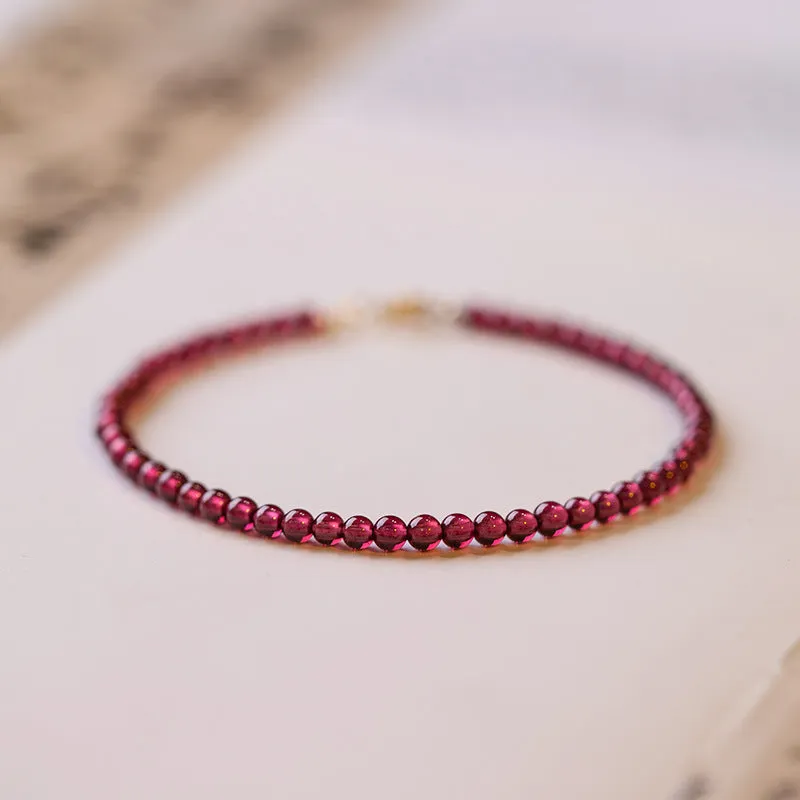 Women's Natural Crystal Garnet Slim Bracelet