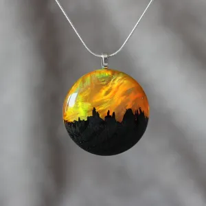 Yellow Flame | opal pendant [round]