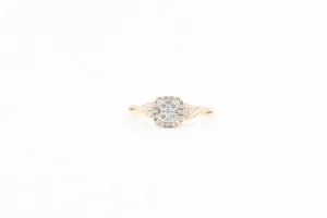 Yellow Gold Square Cluster with Halo Promise Ring