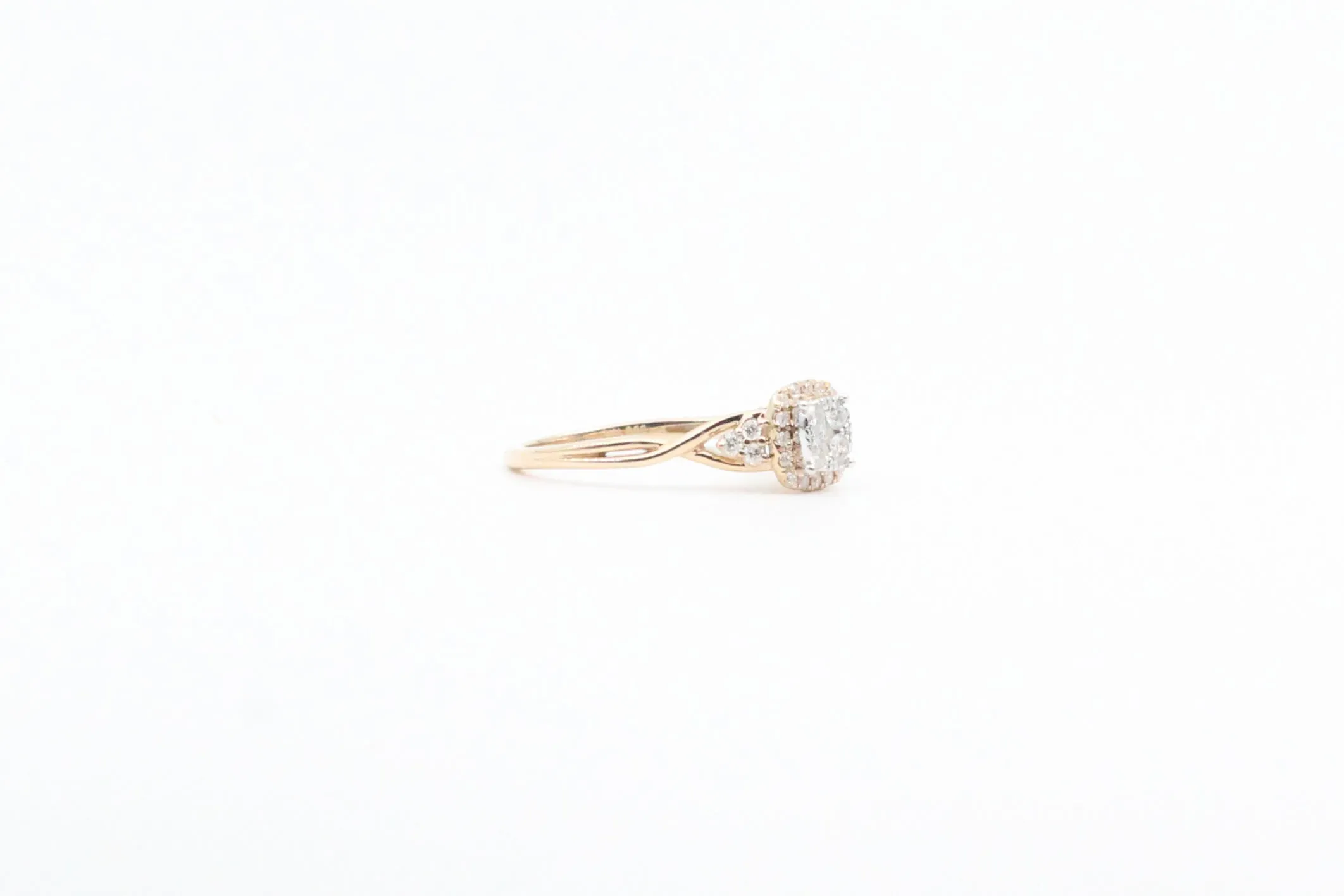 Yellow Gold Square Cluster with Halo Promise Ring