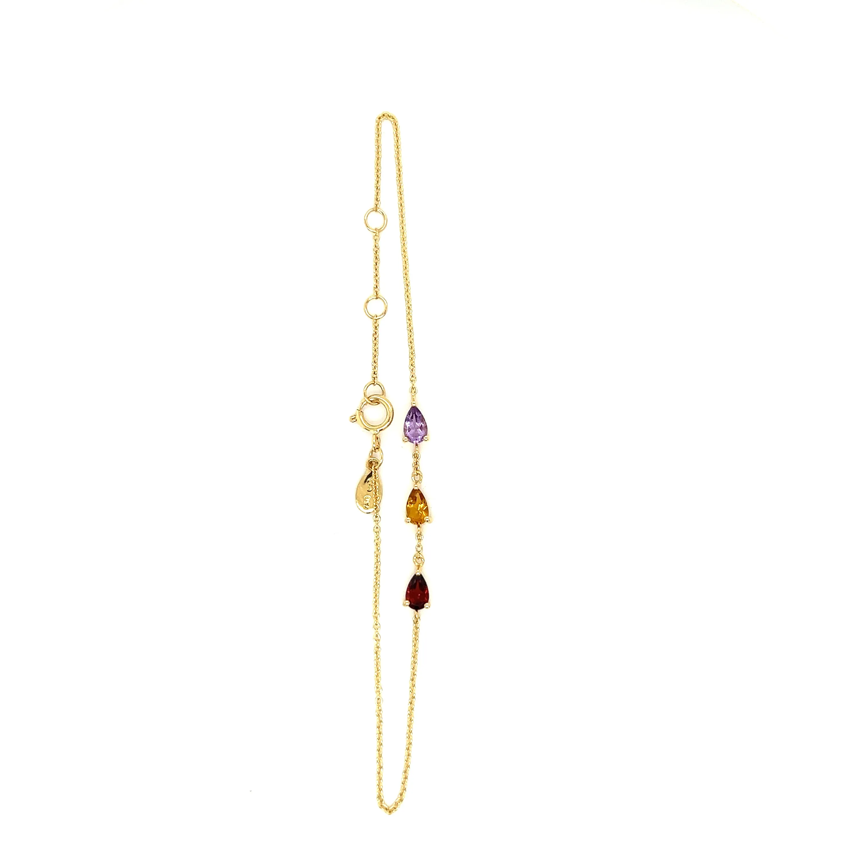 Yellow Gold Tri-Gemstone Bracelet